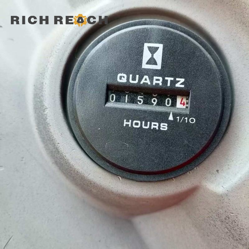 Instrument panel and hour meter reading of a 2017 Kobelco SK130LC excavator, 500 hours, $20,833